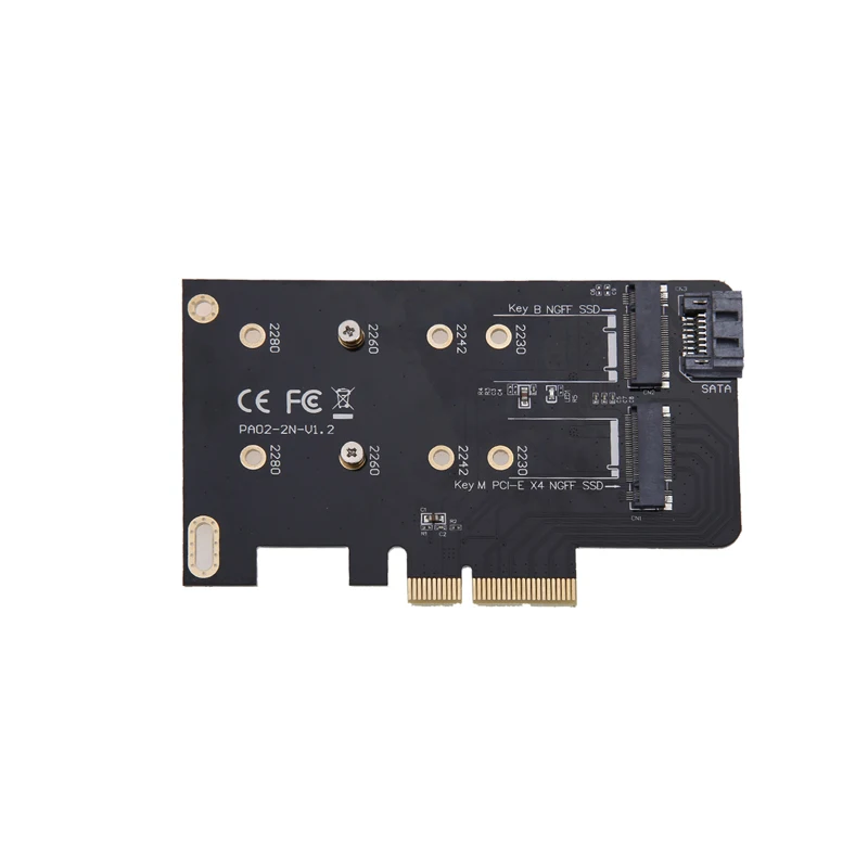 2 порта M.2 PCIE адаптер карты M key NGFF SSD к адаптеру PCI E X4 и B SATA + 7 контактный кабель|m.2