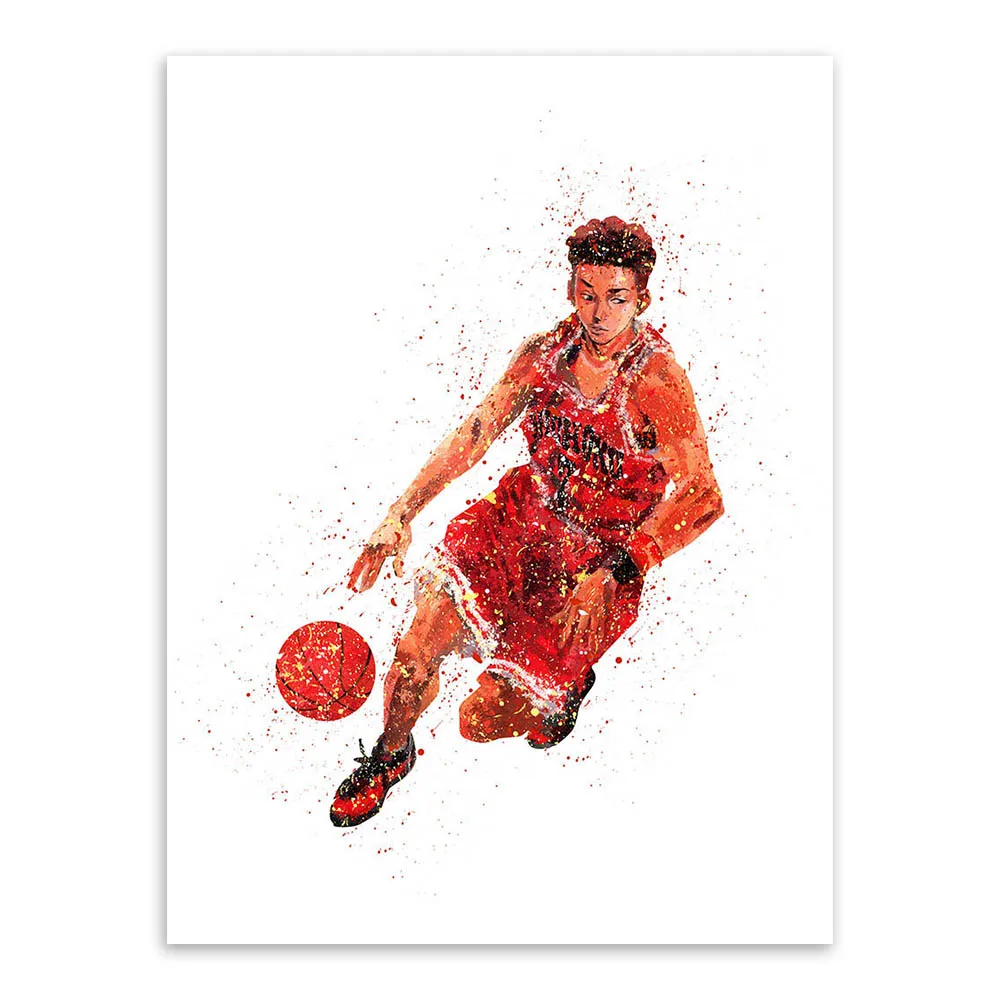 Акварель японского аниме Slam Dunk Баскетбол плакат печать современная детская комната стены искусство картина домашний декор холст живопись без рамки - Цвет: Ryouta Miyagi