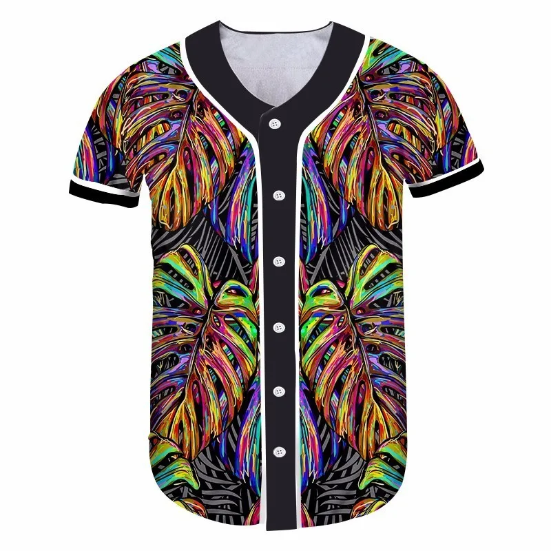 OGKB Мужская/Женская бейсбольная 3d Футболка с принтом в виде цветных листьев на