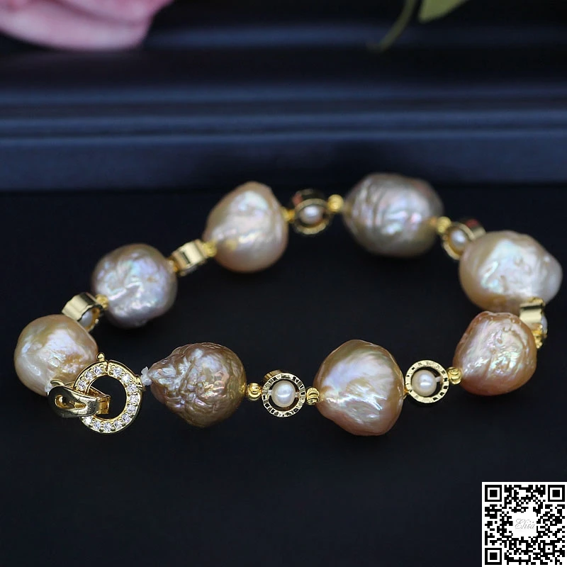 Натуральная Смешанная Кеши жемчуг браслет 11-13 мм БАРОККО Жемчуг Pulsera золотой цвет застежка Винтаж/элегантный настоящий жемчуг ювелирные изделия