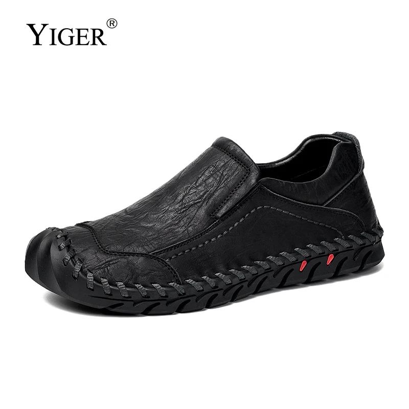YIGER/Новые мужские лоферы из натуральной кожи; мужская повседневная обувь без шнуровки; коллекция года; Весенняя Мужская обувь для отдыха; Мужская обувь для вождения; 0244