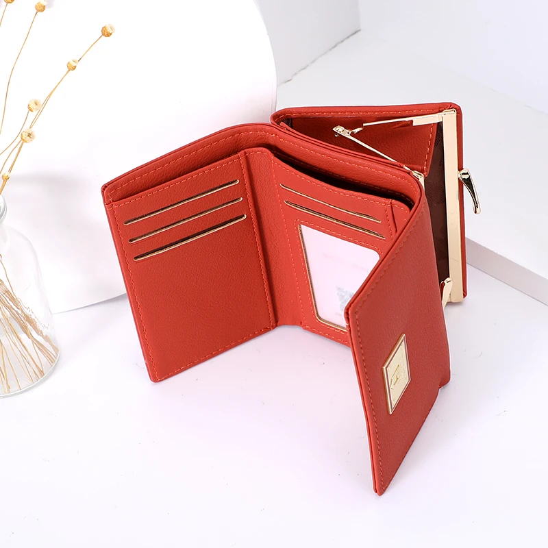 Женский кошелек Unishow маленький тройной Дамский бумажник с замком клатч короткий