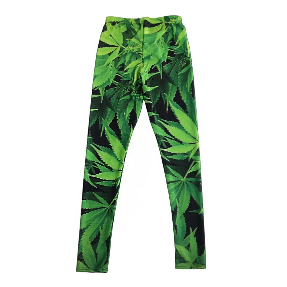 Эластичные повседневные штаны женские леггинсы с 3D Цифровым принтом зеленых