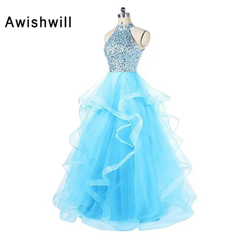 Женское вечернее платье длинное А силуэта с открытой спинкой и длиной до