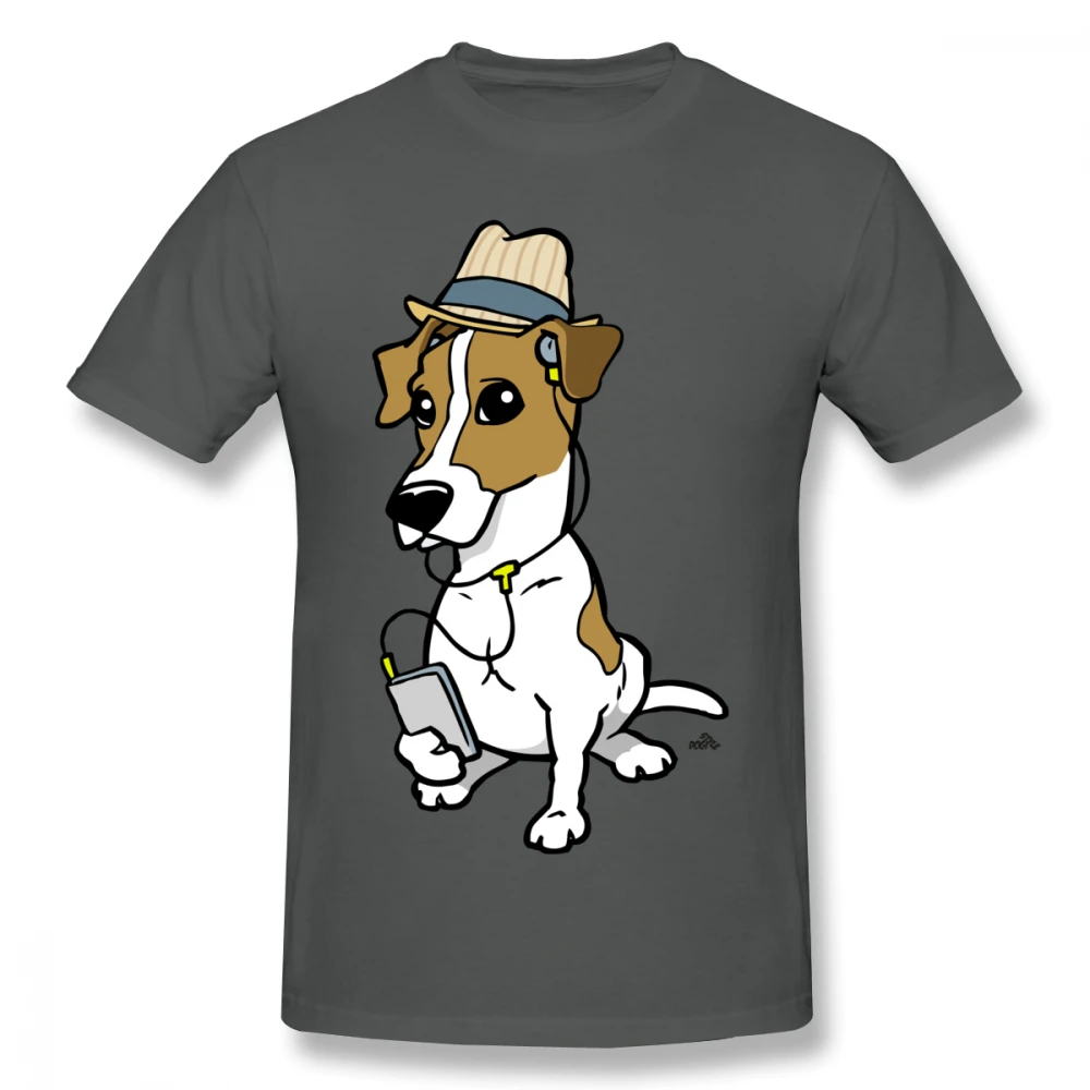 Cartoon Hipster Jack Russell Dog T-shirt For Men Plus Size 4XL Team Top | Мужская одежда