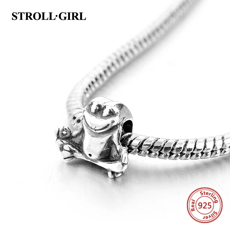 Strollgirl милые животные лягушка Бусины Коллекция DIY кулон Талисманы с камнями и эмалью подходят пандора серебро 925 jewelry подарки