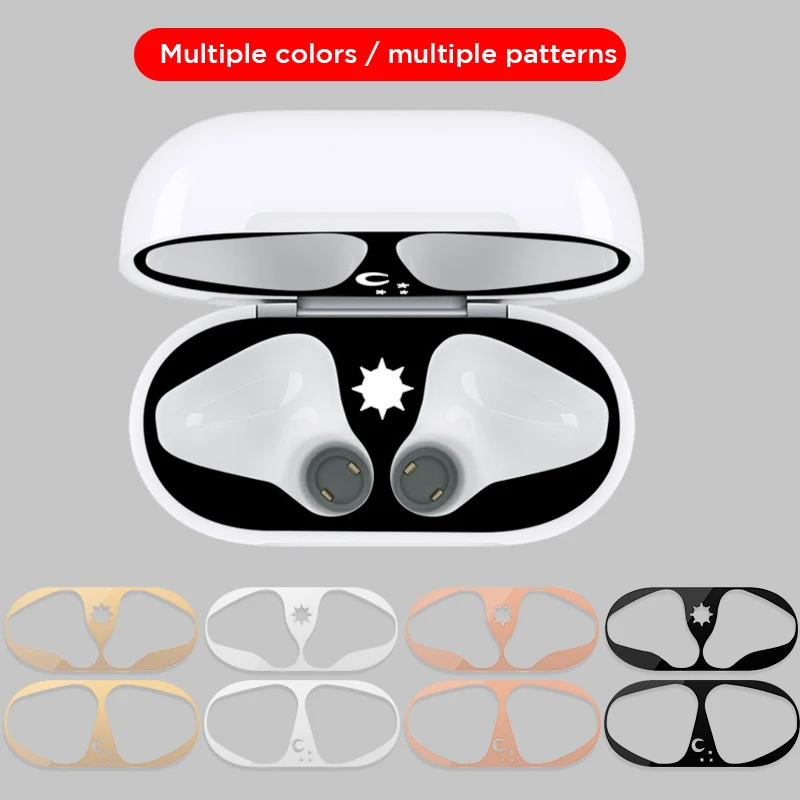 Новая Металлическая Пылезащитная наклейка для Apple AirPods 2 аксессуары чехлов милая