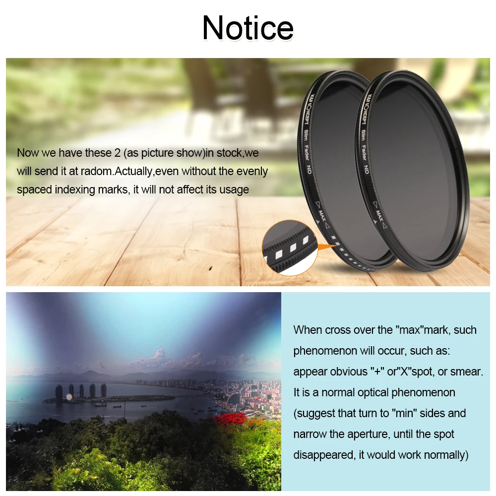 K & F CONCEPT 58 мм ND фильтр фейдер с регулируемой нейтральной плотностью от ND2 до ND400