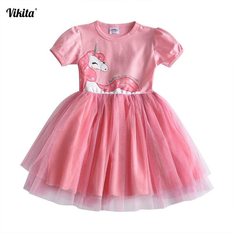 Платье для девочек; платья с единорогом; unicornio roupas infantis menina; Повседневное платье-пачка принцессы; vestidos; летняя одежда для маленьких девочек; SH4570
