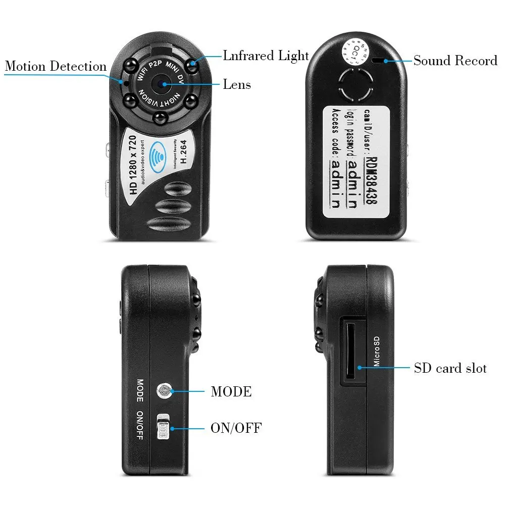 Volemer Q8 Wi Fi IP мини видеокамера 720 P HD Беспроводной Ночное видение Micro Камера