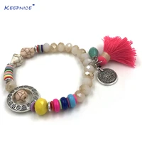 new bohemian boho sea beach bracelets for women colorful tassel charm bracelet crystal stone beaded bangle bracelets