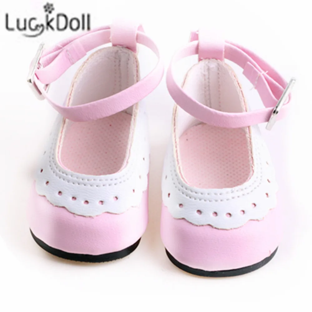 Luckdoll новые милые круглые маленькие туфли 18-дюймовые американская кукла, самый лучший подарок на праздник для детей - Цвет: b378