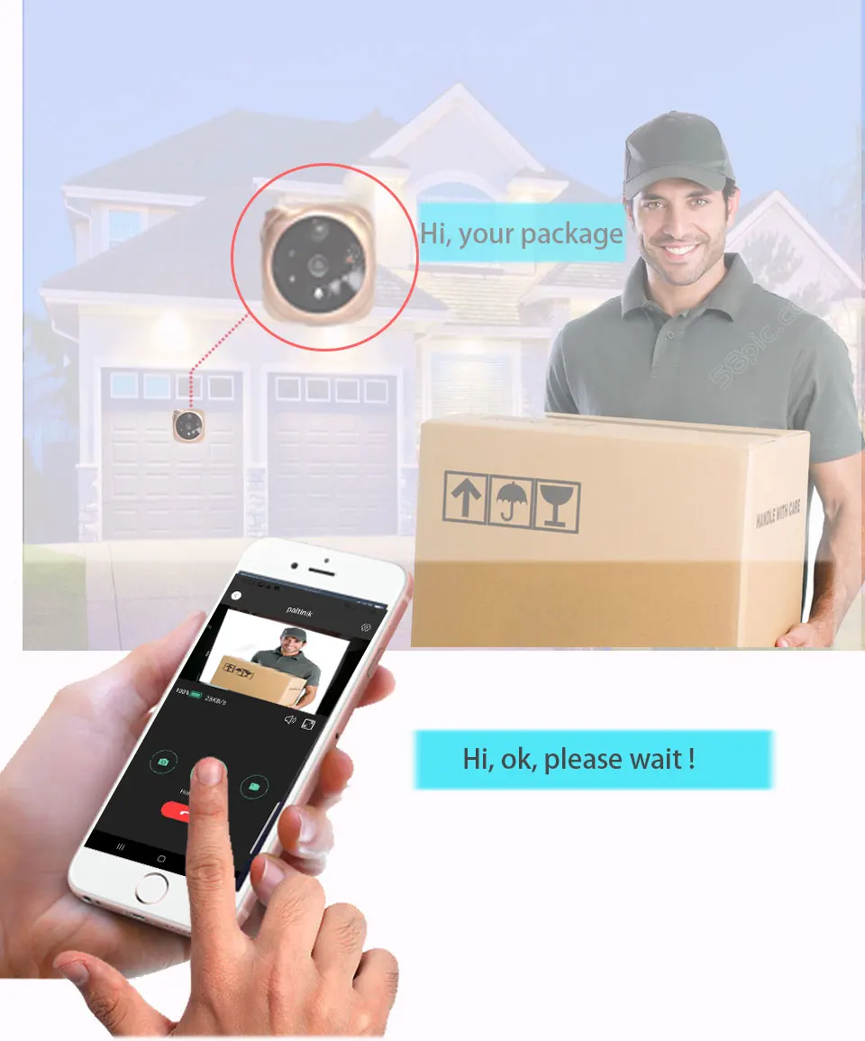 Topvico Doorbell Video Peephole Wifi Doorbell Camera 4.3" Monitor Motion Detection Door Viewer Video-eye Wireless Ring Intercom