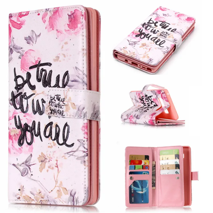 9 слотов для карт Роскошный чехол из искусственной кожи корпуса телефона