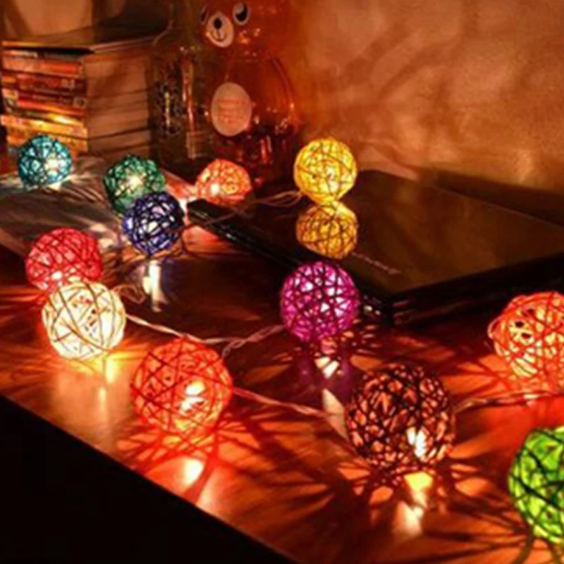 Солнечная энергия 5 м/20 LED теплый свет/RGB тростниковый шар гирлянда свет Открытый