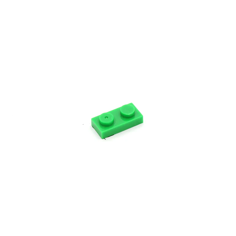 Moc плитка пластина 1x2 3023 короткий кусок DIY креативный просветить основы Buildong Блоки Кирпичи совместимы с собираемыми частицами - Цвет: Зеленый