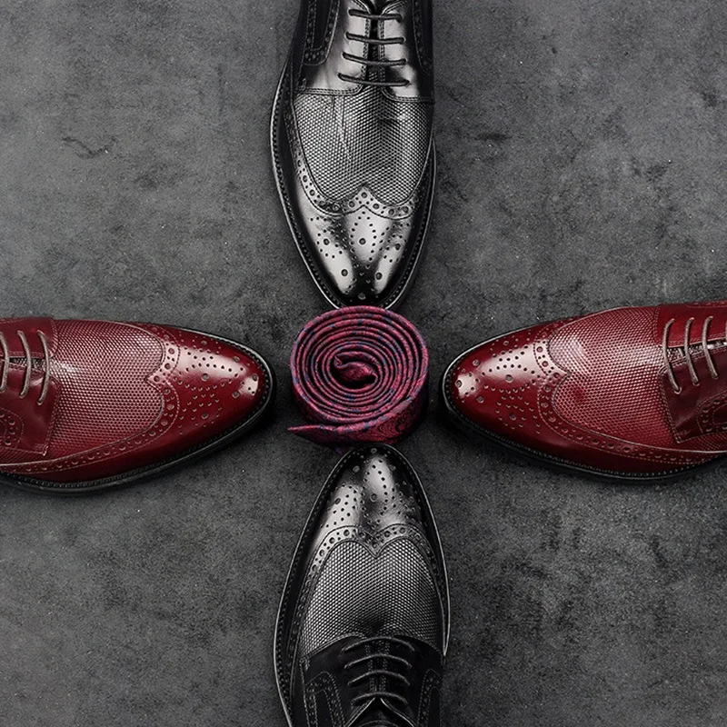 Туфли-Броги мужские из натуральной кожи с круглым носком GD48 | Обувь