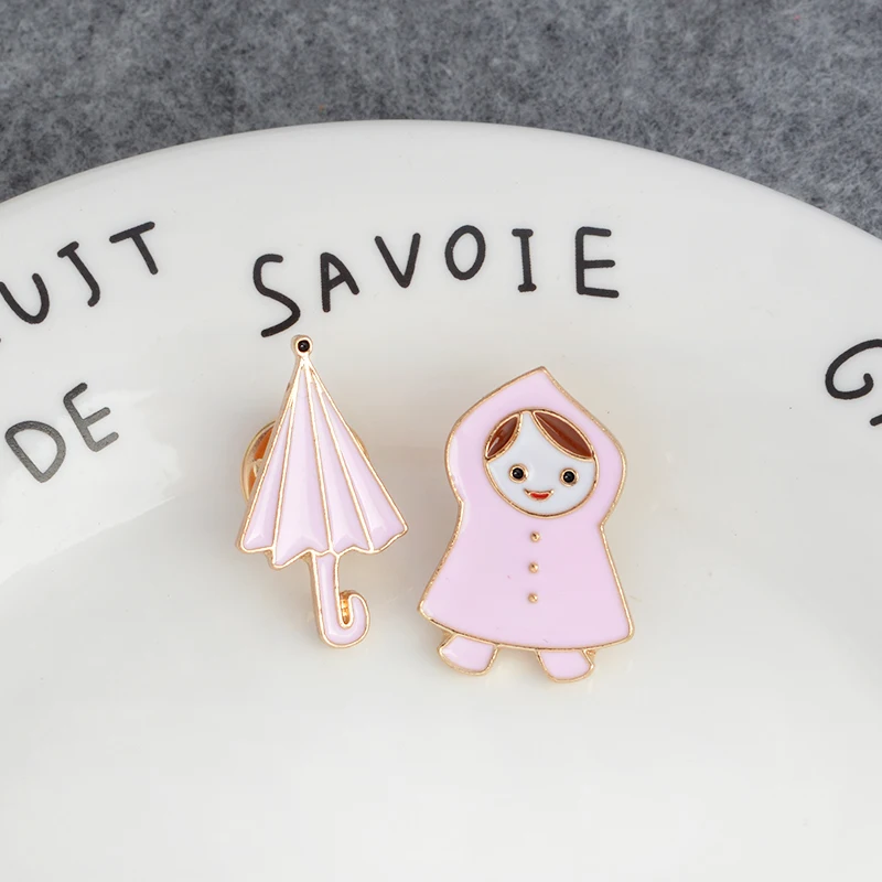 Милый розовый дождевик для девочек водонепроницаемая брошь зонтик