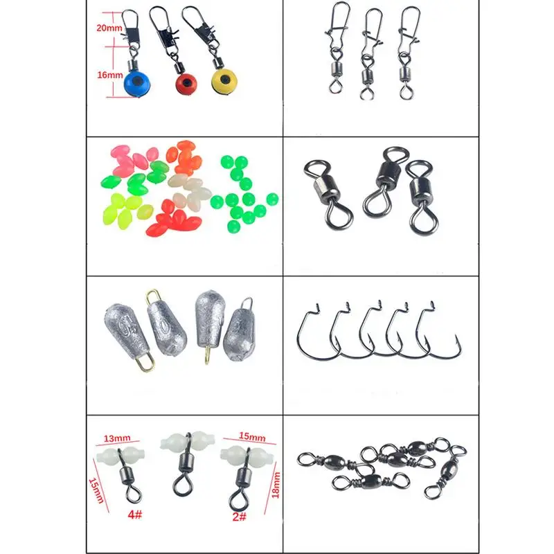 Набор рыболовных аксессуаров 177 шт. набор крючков/вертлюгов/плюммеров для