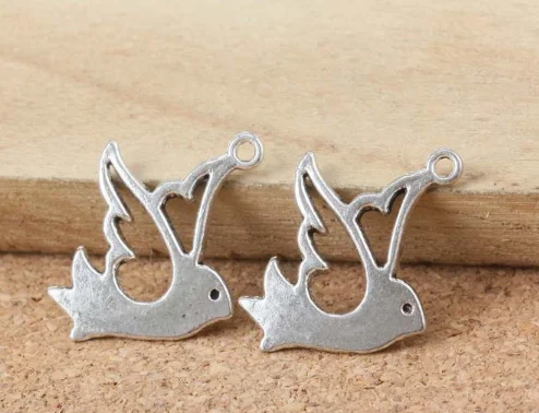 

100pcs charms hollow bird pendant 17x16x1mm Ancient silver bronze DIY handmade jewelry accessories Making alloy finding