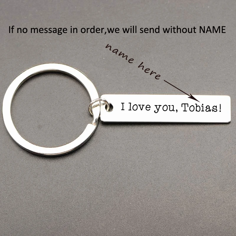 Кольцо для ключей из нержавеющей стали с гравировкой I Love You Tobias