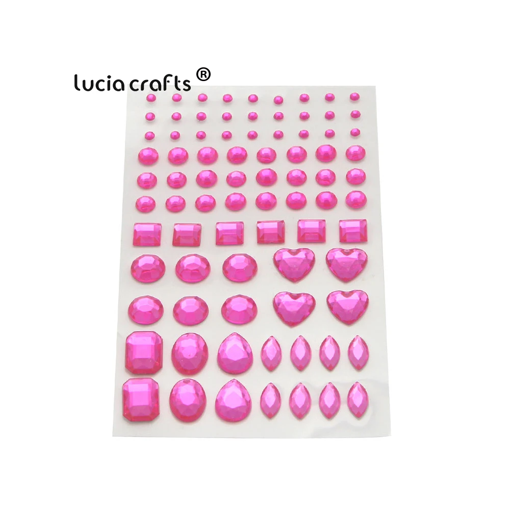 C5 Peach red Lucia crafts 1 лист/лот 75*130 мм многоцветный самоклеящийся акриловый камень наклейки со стразами DIY скрапбук Арт Декор C0805 - Цвет: C5 Peach red