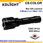 KDLITKER C8-COLOR Cree XP-E2 красный 620nm 320 люмен Кемпинг Охота светодиодный фонарик-черный (1x18650)