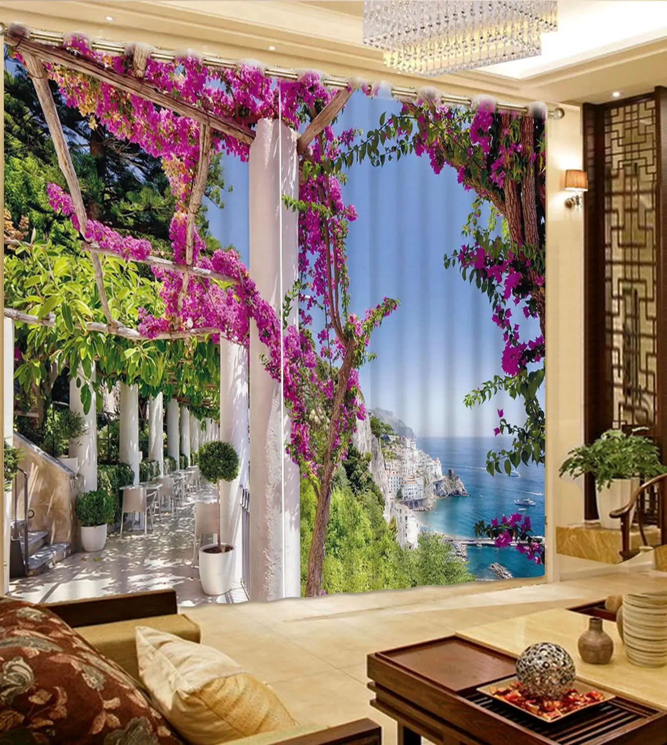 

European style window cutains landscape living room girls curtains for bedroom Home Decoration