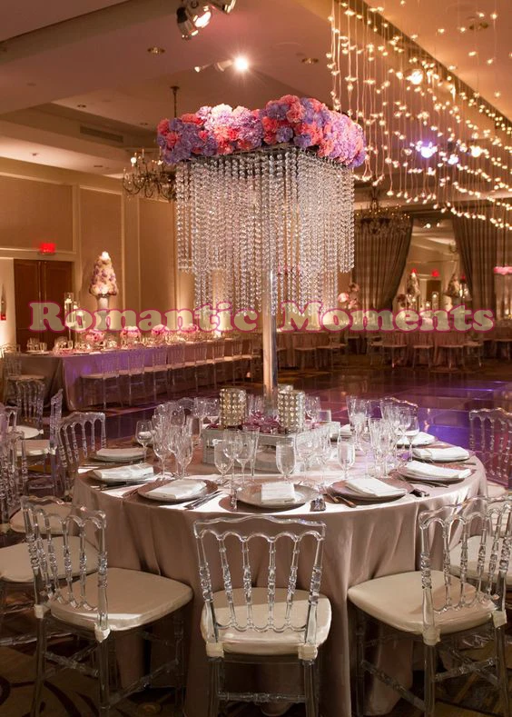 

Crystal Table Centerpieces Metal Flower Stand Wedding Decoration 80cm Tall