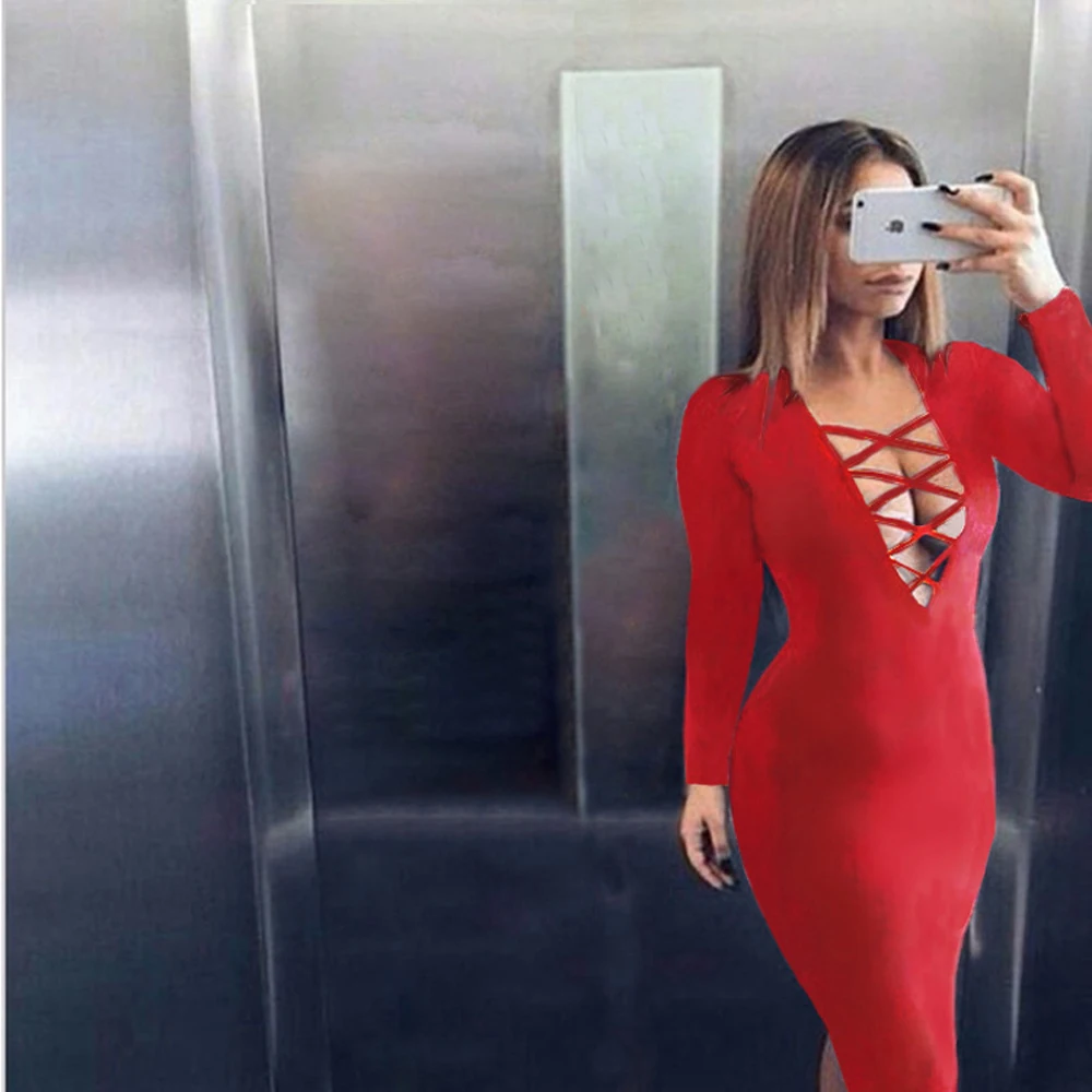 Vestidos Хлопок Для женщин связать Осень Bodycon Вечерние Платье плюс Размеры
