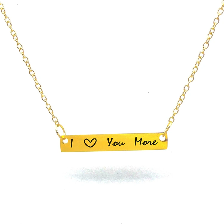 I love you more bar pendant necklace stainless steel link chain collares summer style gifts for women | Украшения и аксессуары