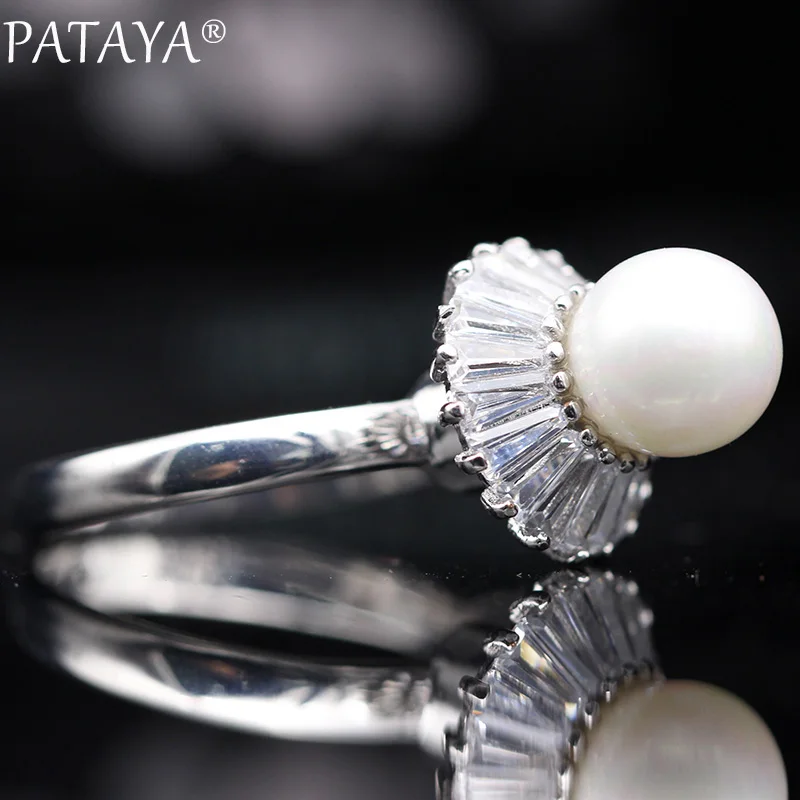 PATAYA, новинка, женские кольца с жемчугом, 585, розовое золото, модное ювелирное изделие, натуральный циркон, креативные, разлагаемые, вращающиеся, открывающиеся кольца