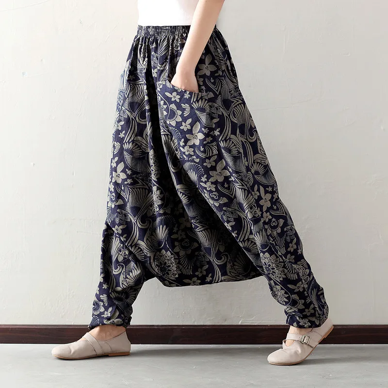 

Cotton pant girl linen bloomers 2018 new large size off pants pants women