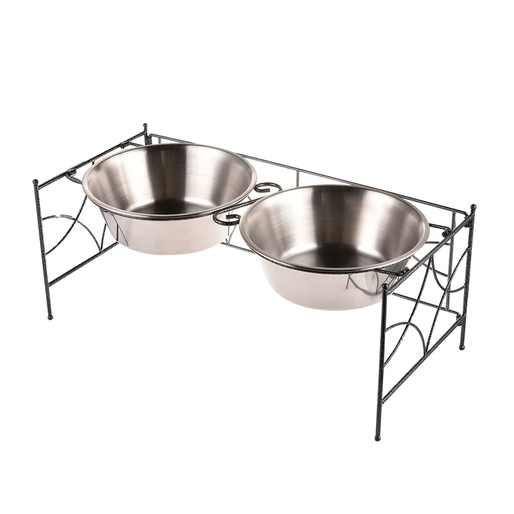 High quality Foldable Stainless Steel Double Bowls Travel Pet Dry Food Cat Bowl Outdoor Drinking Water Dog Dish Feeder Goods | Дом и сад