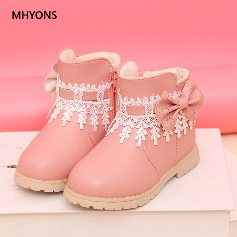 Новое поступление 2018 зимняя обувь для девочек ботинки принцессы плюшевые