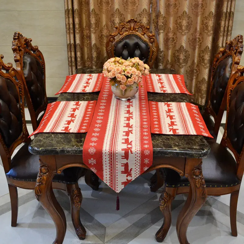 Рождественская окрашенная в пряже жаккардовая скатерть с Санта Клаусом для