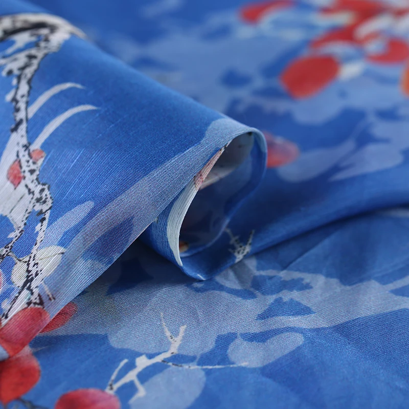 Шелковое льняное платье с цифровой печатью cheongsam китайская шелковая ткань