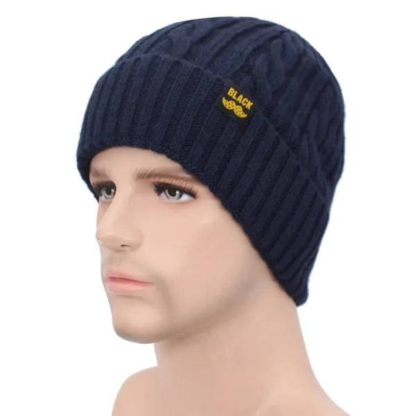 navy hat AETRUE зимняя шапка, шарф зимняя шапочки Мужская шапка бини для мужчин и женщин бренд Gorras теплые шапки шерсть Мужская черная трикотажная шапка - Цвет: navy hat