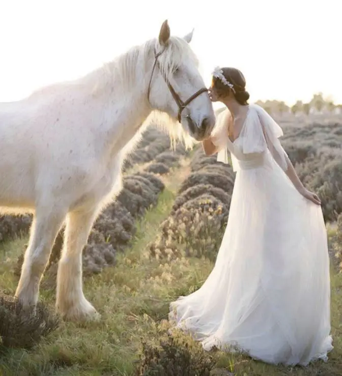 Ivory white Vestidos fiesta boda Новое Тюлевое ТРАПЕЦИЕВИДНОЕ фиолетовое платье для невесты с открытыми плечами и открытой спиной длинное свадебное платье дешево - Цвет: Ivory white