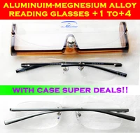 2016 aluminium magnesium alloy rimless frameless super light rigid men women reading glasses case 1 25 1 5 2 2 5 3 3 5