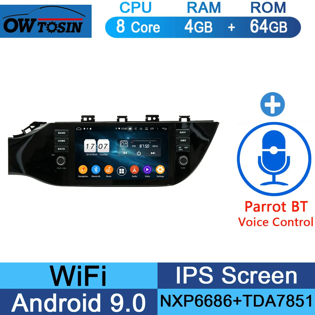 64G Parrot BT " ips Восьмиядерный 4 Гб ОЗУ+ 64 Гб ПЗУ Android 9,0 автомобильный DVD радио gps для KIA RIO K2 DSP CarPlay Parrot BT стерео Adas - Цвет: 64G Parrot BT