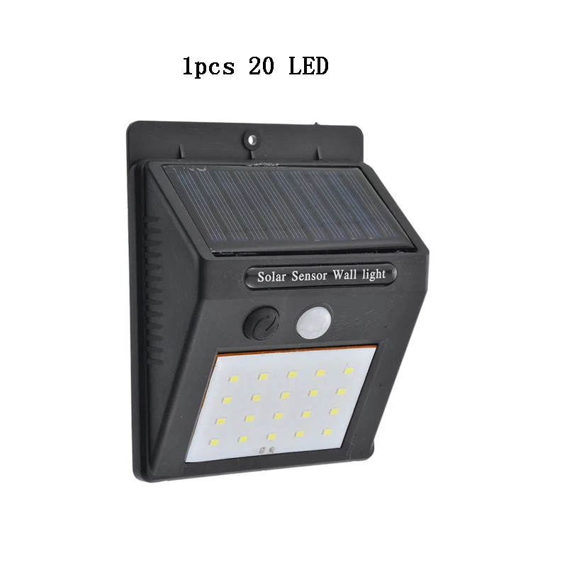 1pcs 20 LED IVYSHION 1/2/4 шт. 20 светодиодный солнечный светильник двор светильники бра 3 режима Беспроводной движения Сенсор IP66 Водонепроницаемый настенный светильник - Испускаемый цвет: 1pcs 20 LED