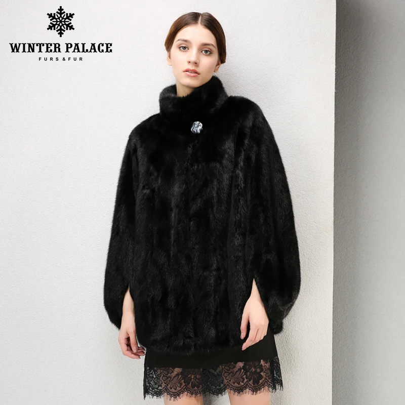 Новый стиль женская мода норковые шубы женщины Мандарин воротник Натуральный