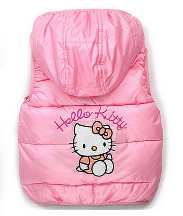 Розничная ; Новинка г.; зимняя куртка для девочек «hello kitty»; Детский Повседневный жилет с капюшоном; Детские ветровки; пальто; теплая одежда для малышей; 4 цвета - Цвет: pink