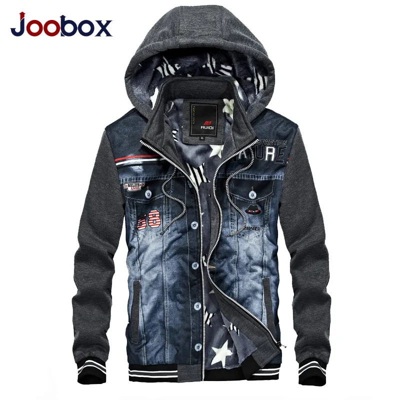 JOOBOX 2018 Новое поступление Весна Осень Лоскутная джинсовая куртка мужская верхняя