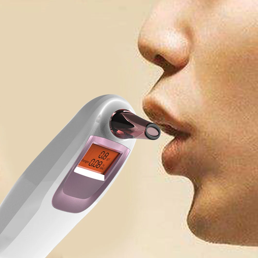 Handheld Alcohol Tester Large LCD Digital Display Police Breathalyzer High Accuracy Detector White Portable | Автомобили и