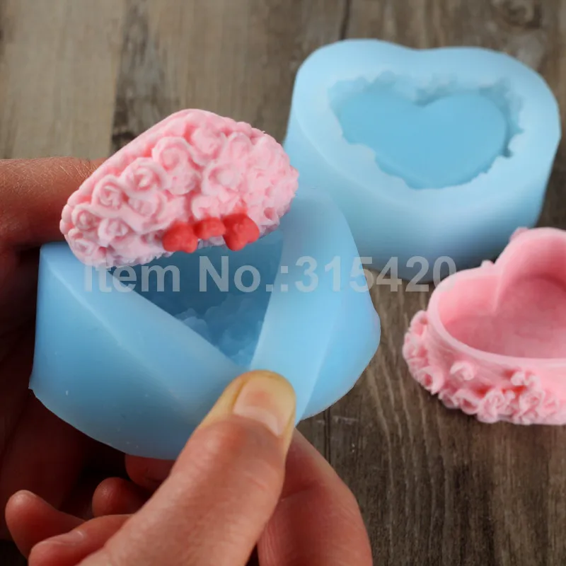 3D Soap Mold Heart Shape Homemade Dressing Case Silicone Candle Molds | Дом и сад