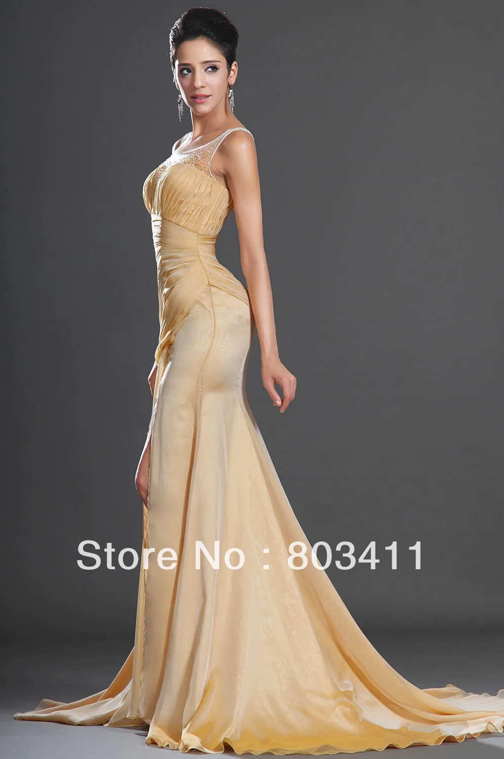 Бесплатная доставка новинка Великолепное вечернее платье без рукавов с вырезами