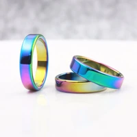 aaa quality 6 mm width flat hematite rings rainbow color lovers rings50 pieces mixed sizes hr1004 1