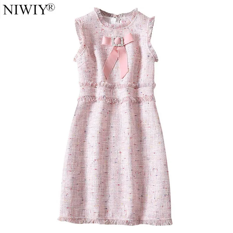 NIWIY Брендовое элегантное женское платье для вечерние Vestidos Verano 2021 твидовое